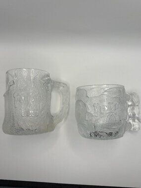Vintage Flintstones McDonalds Glass Mug Set 1993 RocDonalds Cups